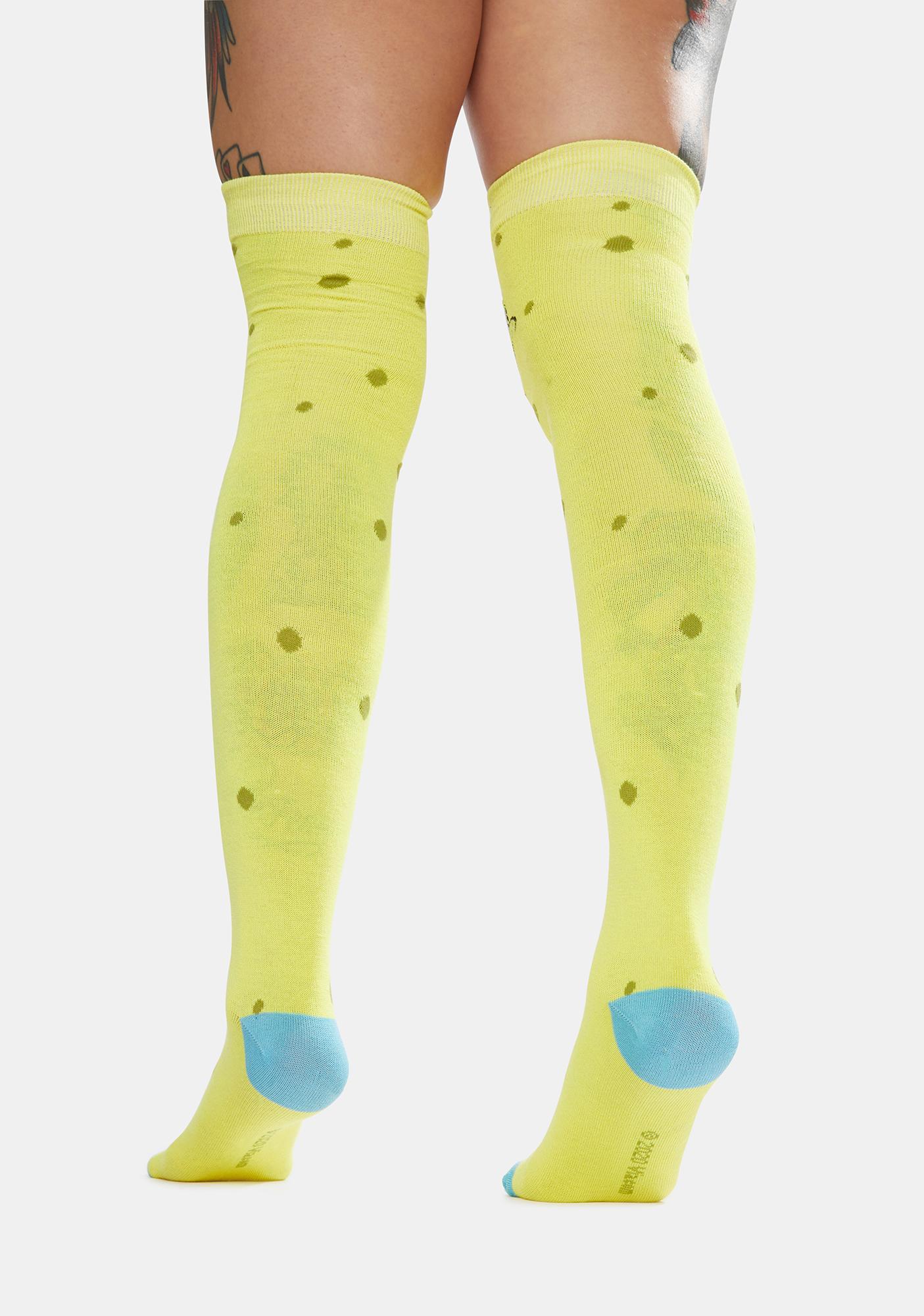 Spongebob Squarepants Over the Knee Socks - Yellow | Dolls Kill