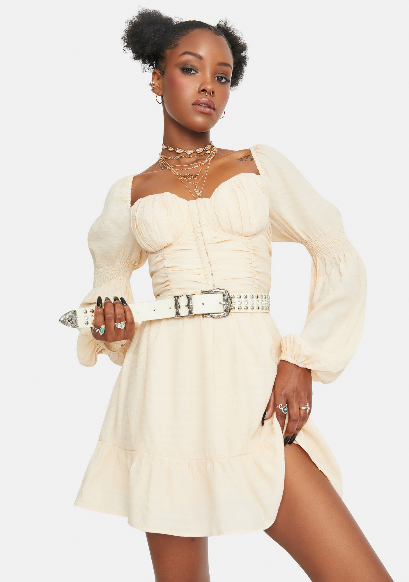 Bustier Princess Sleeve Fit & Flare Dress Dolls Kill