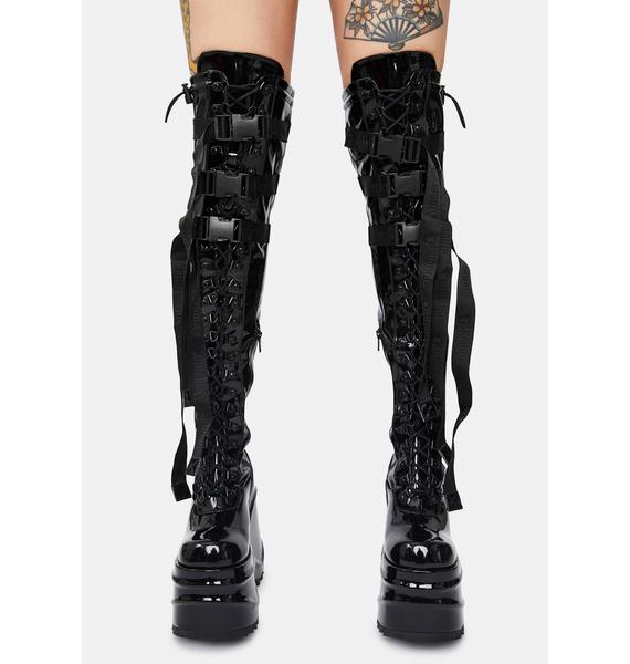 wedge thigh boots