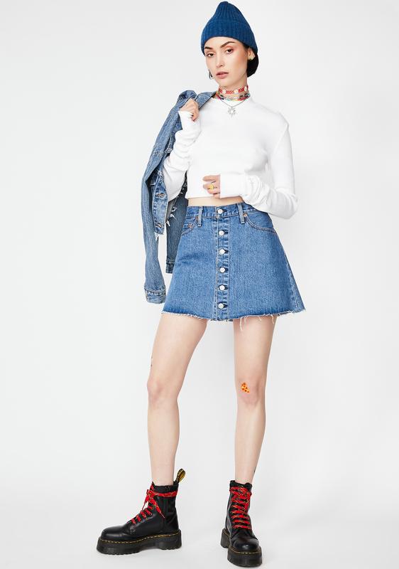 levi's button front mini skirt