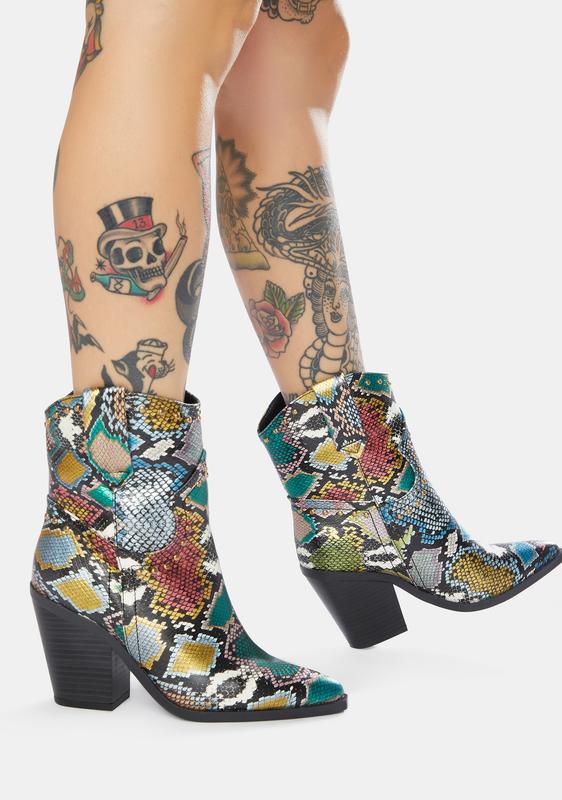 rainbow snakeskin boots