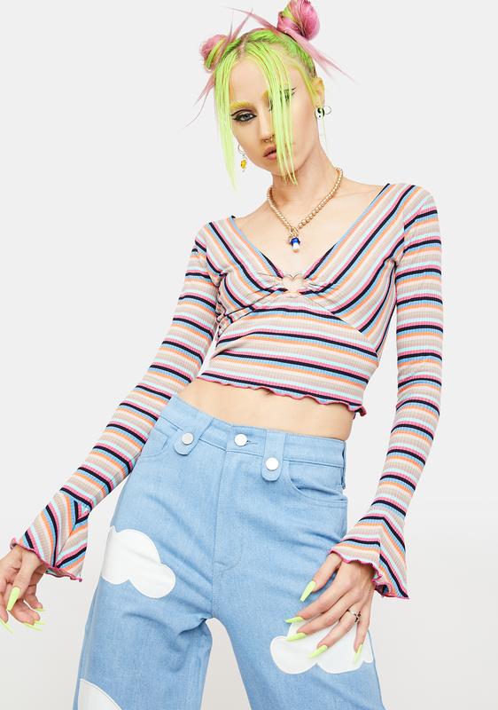 Love Too Real Striped Crop Top