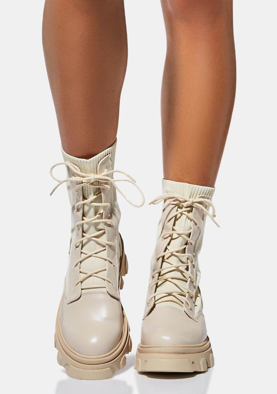 cream combat boots
