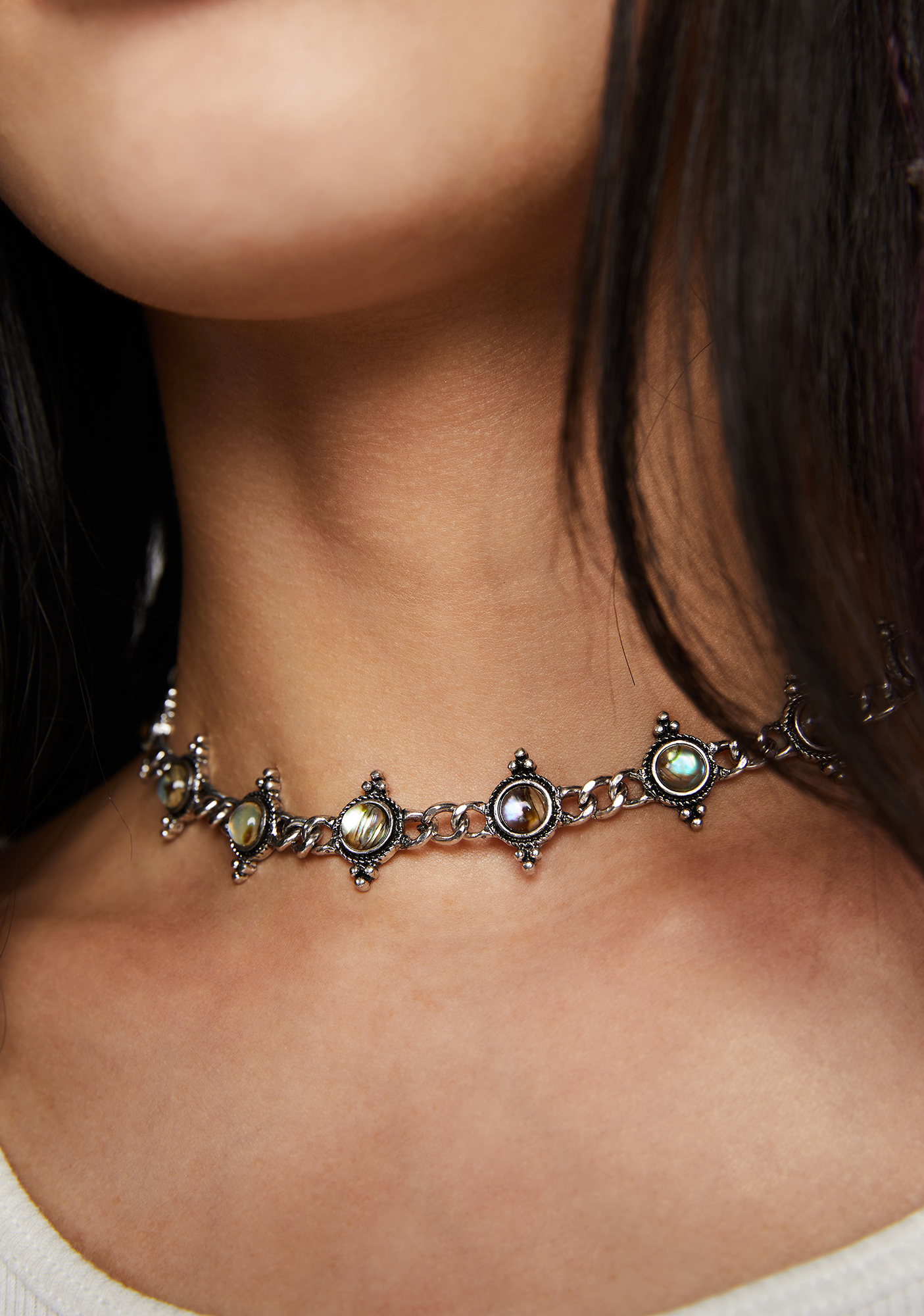 Gemstone Choker Necklace Silver Dolls Kill