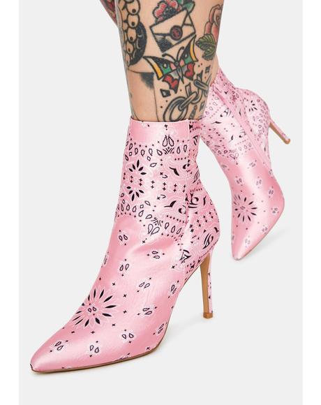 rose colored ankle boots