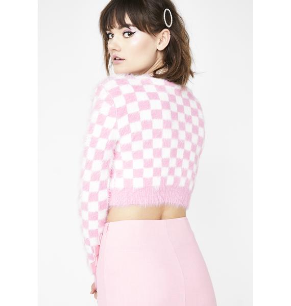 Cropped checkered cardigan Clearance