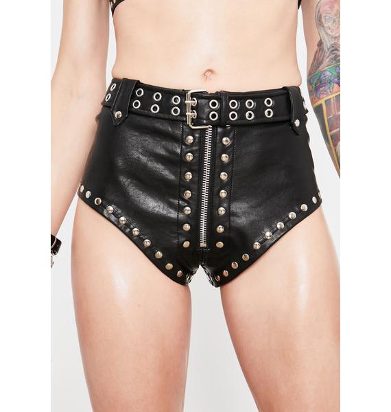 Current Mood Biker Faux Leather Hot Shorts Black Dolls Kill