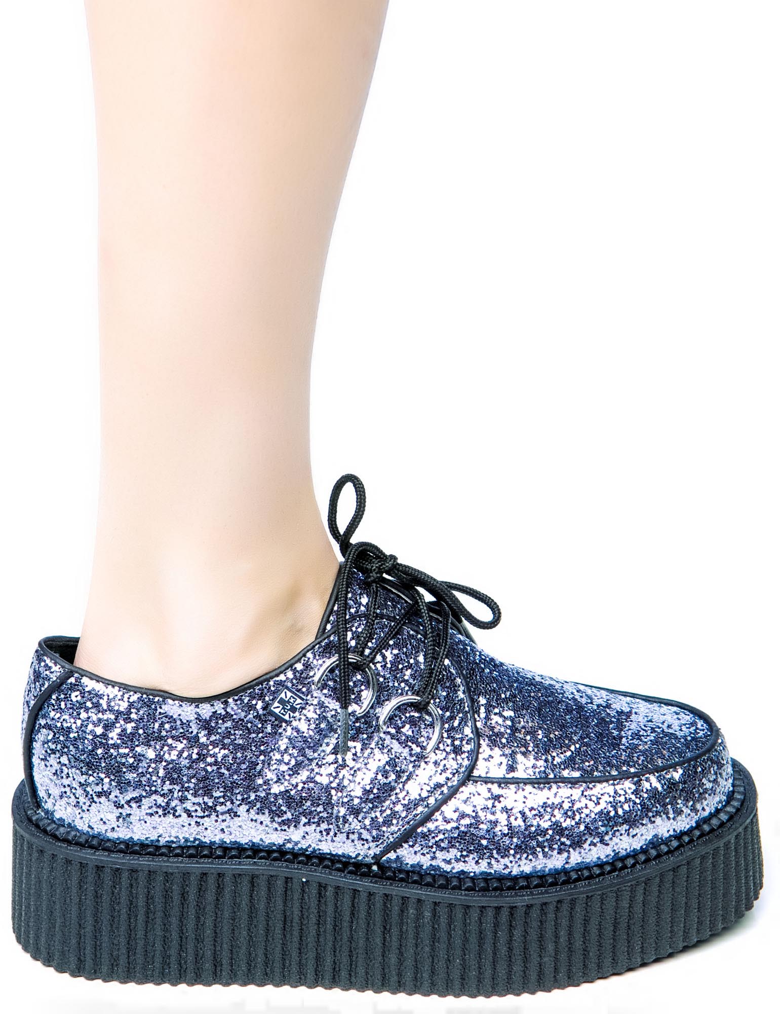 T.U.K. Glitter Mondo Round Creepers | Dolls Kill