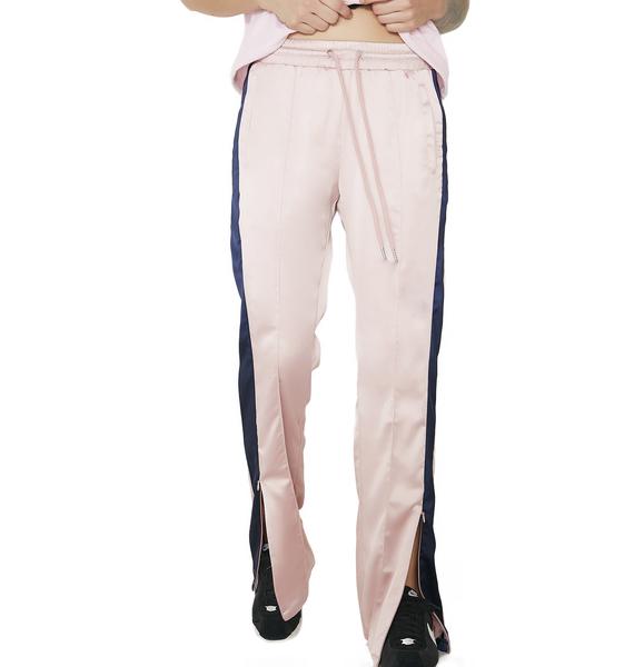 Satiny Zippered Pink Track Pants | Dolls Kill