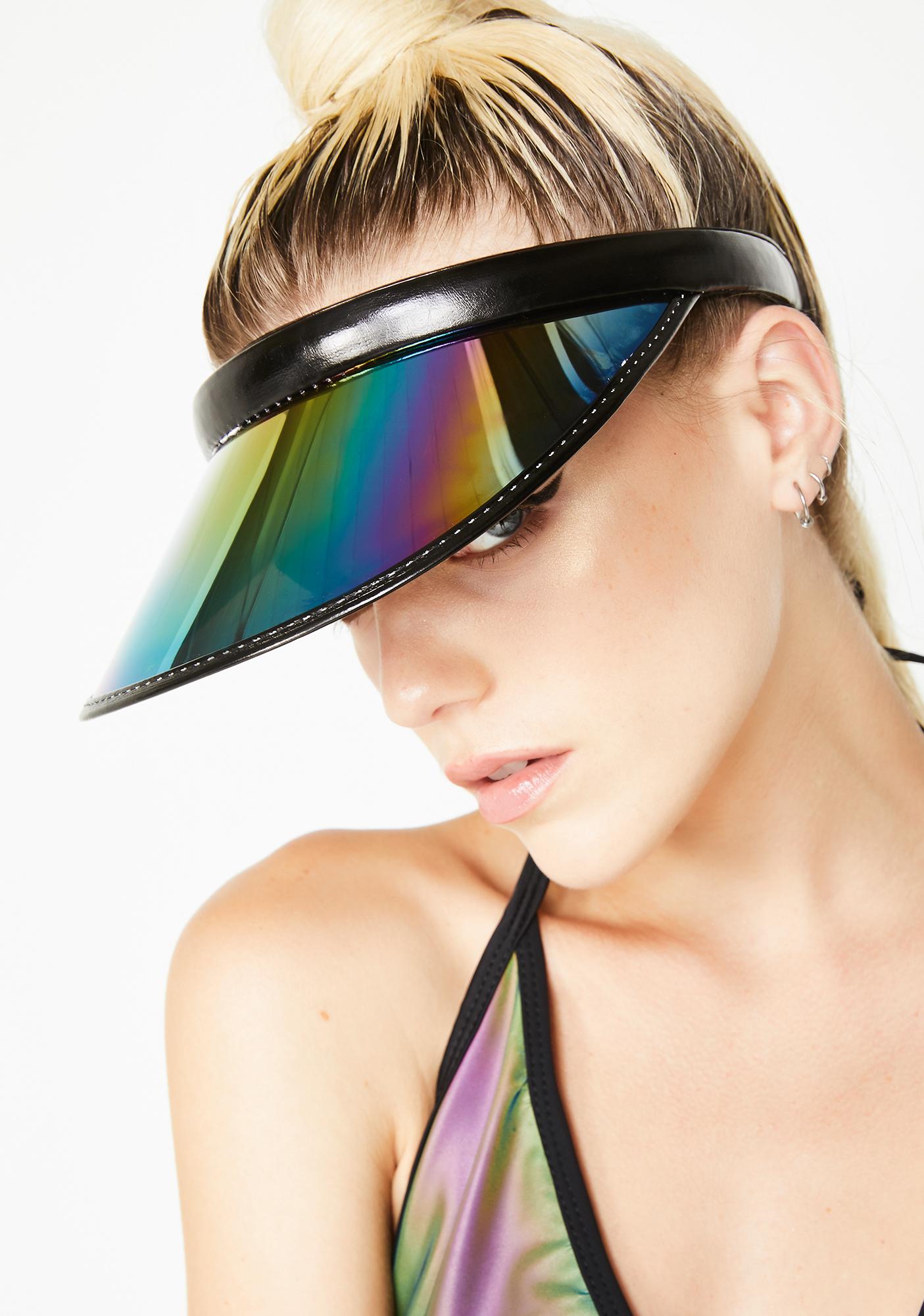 Metallic Reflective Rainbow Visor Dolls Kill