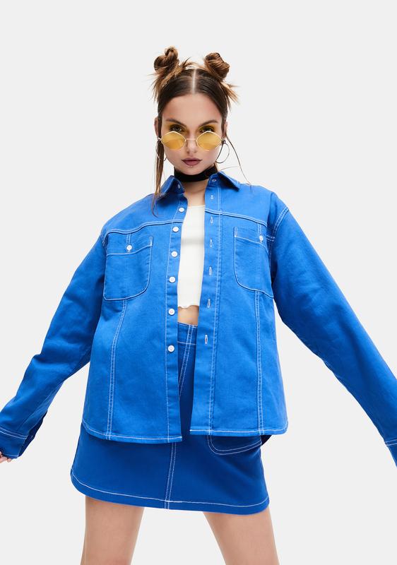 contrast stitch work jacket