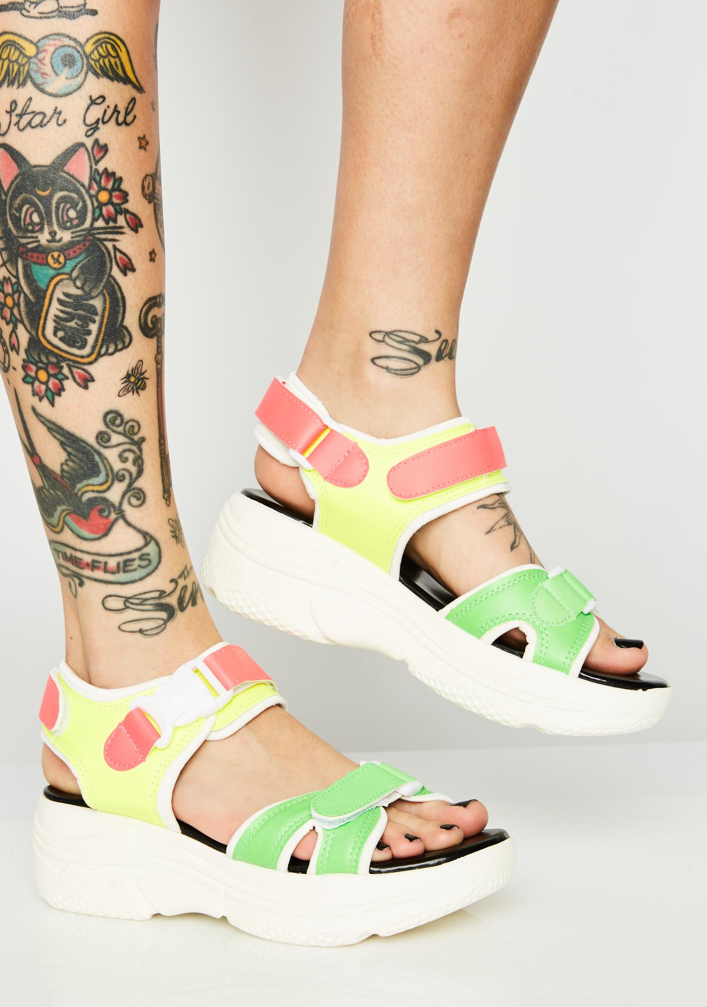 platform color block sandals