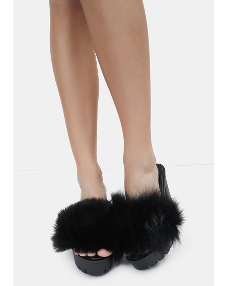 fluffy kitten heel slippers