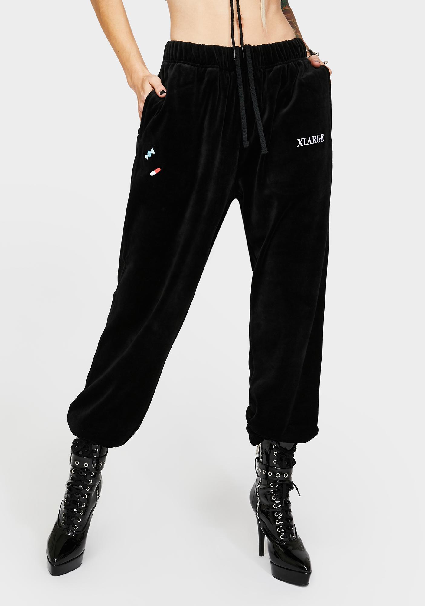 black velour joggers