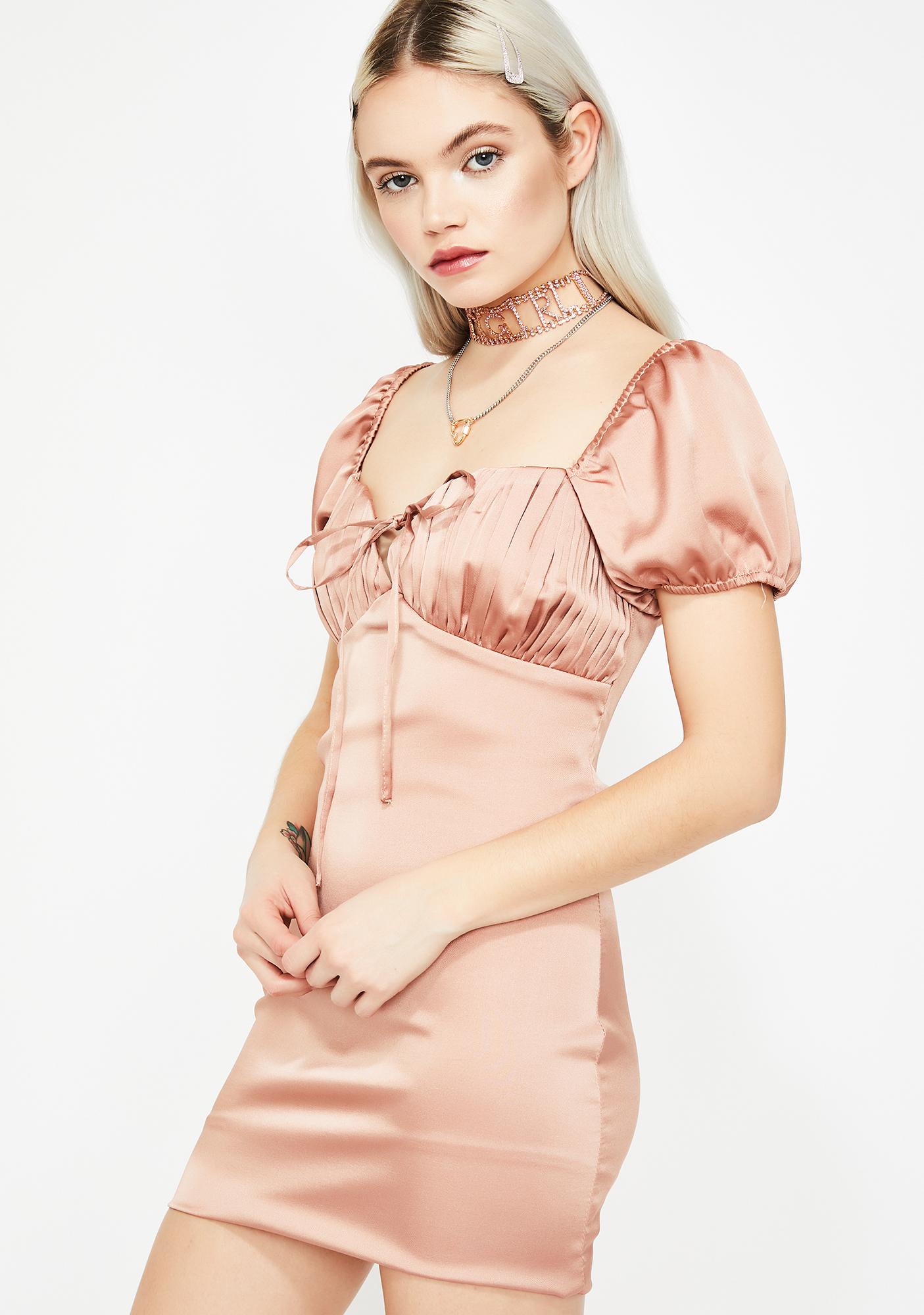 light pink satin mini dress