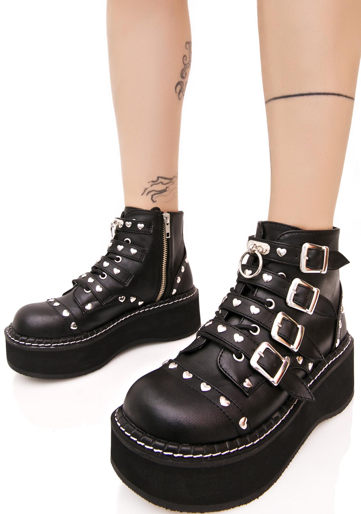 Demonia Emily Buckled Platform Boots | Dolls Kill