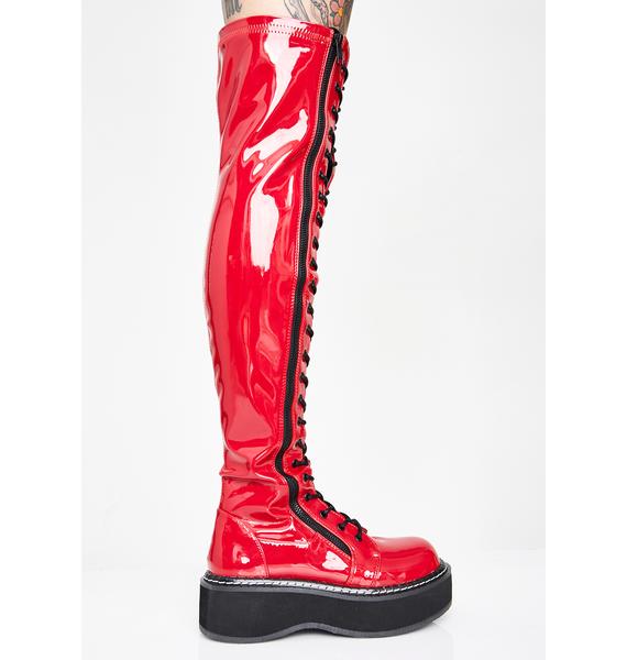 demonia red platform boots