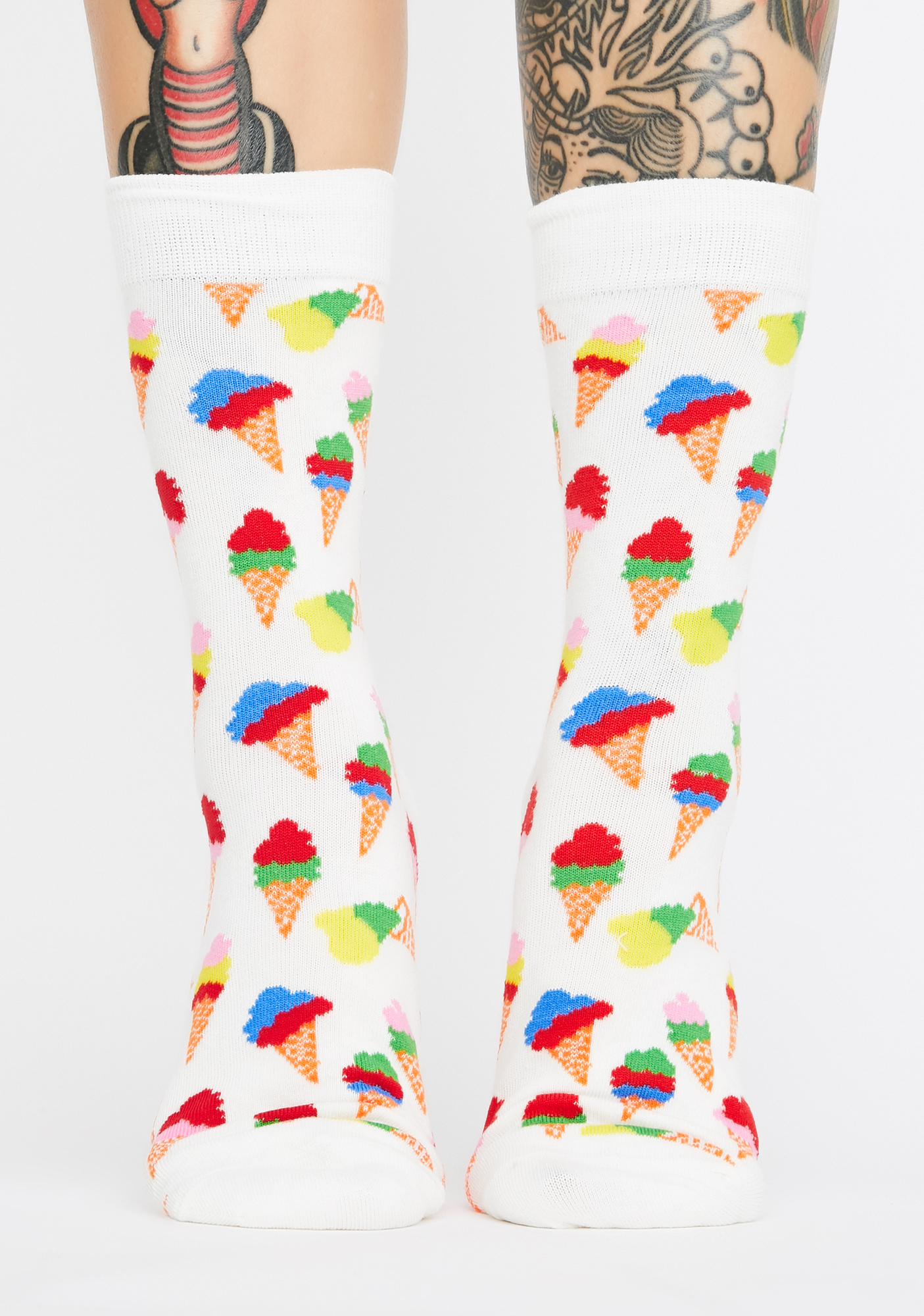 Ice Cream Print Crew Socks Rainbow Multi Dolls Kill