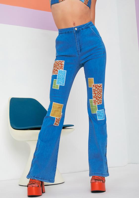 Sunny Afternoon Patchwork Flare Pants