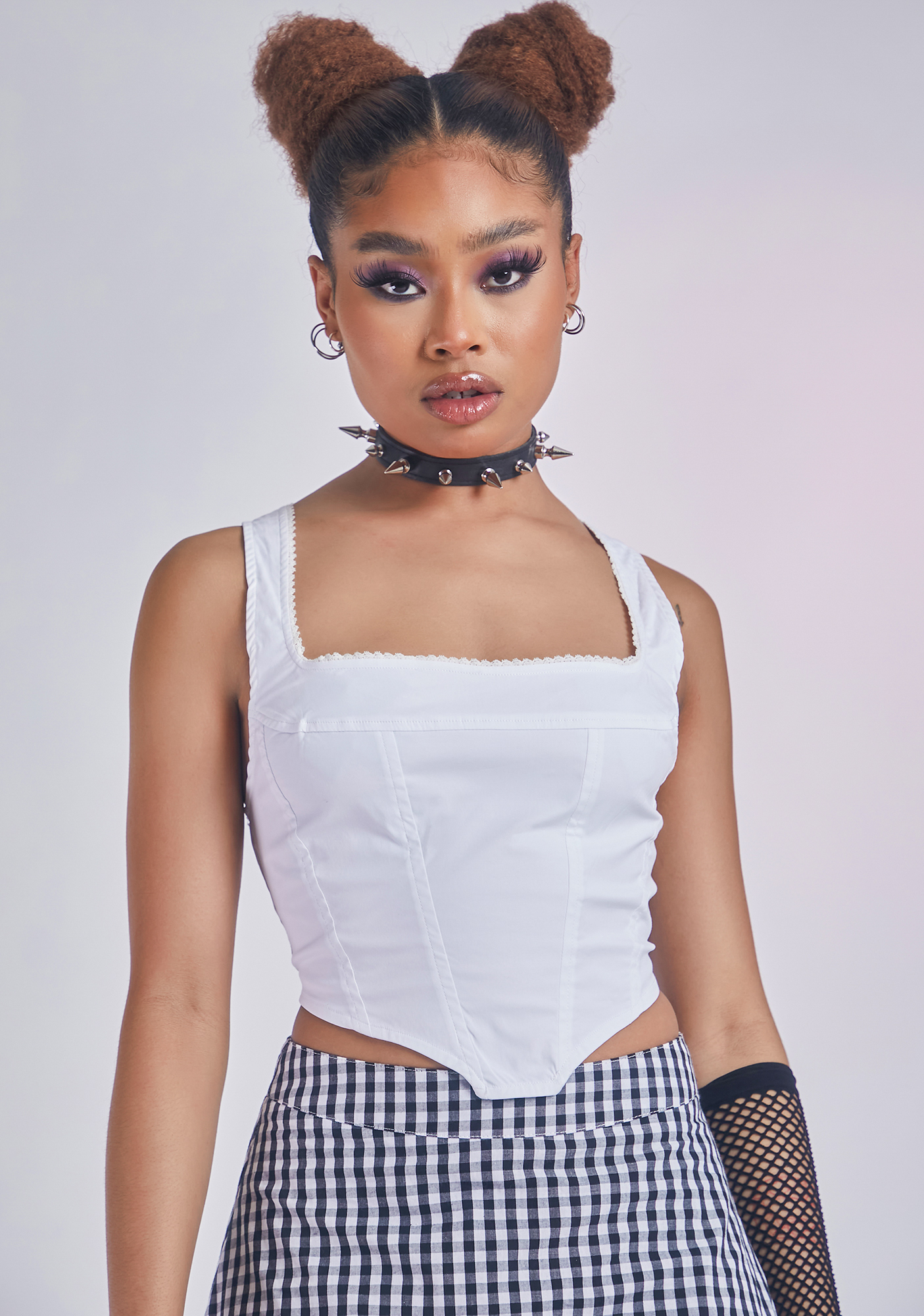 Structured Zipper Corset Tank Top White Dolls Kill