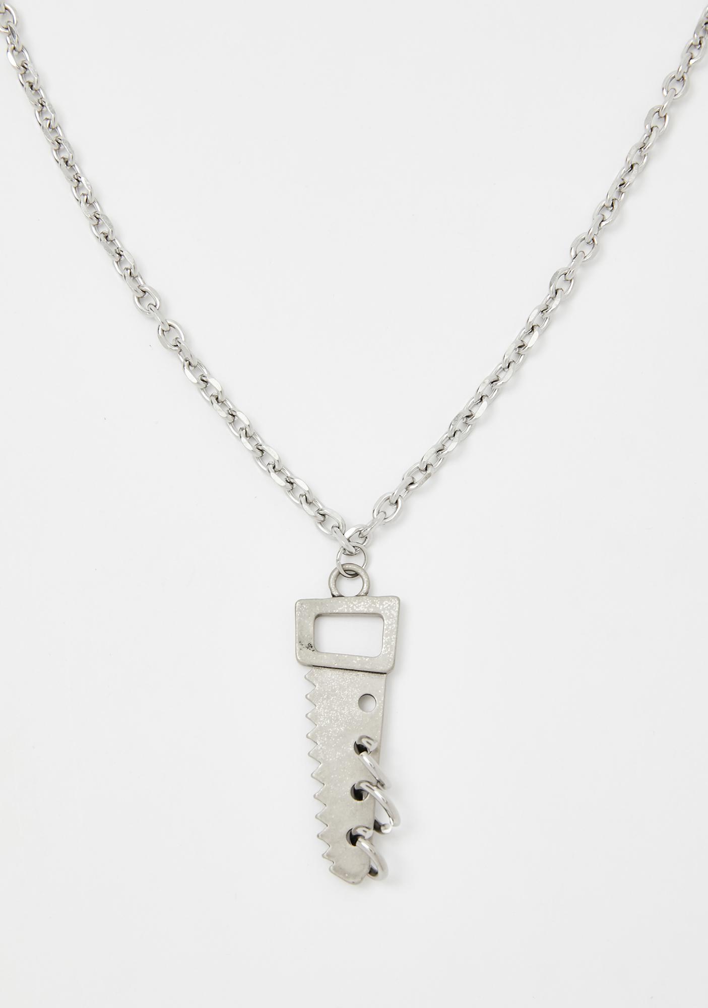 Silver Chainsaw Necklace Dolls Kill