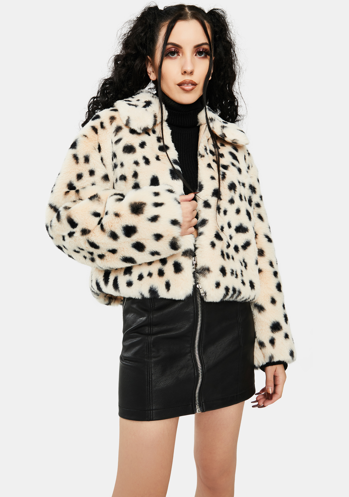 Re Named Snow Leopard Faux Fur Bomber | Dolls Kill