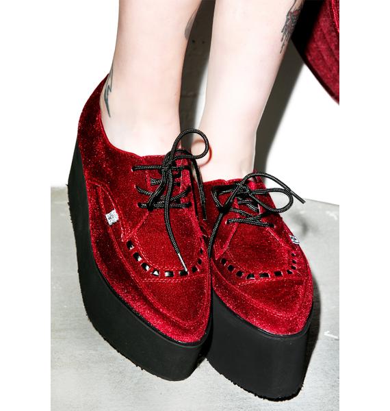 T.U.K. Velvet Eva Pointed Stacked Creepers Dolls Kill