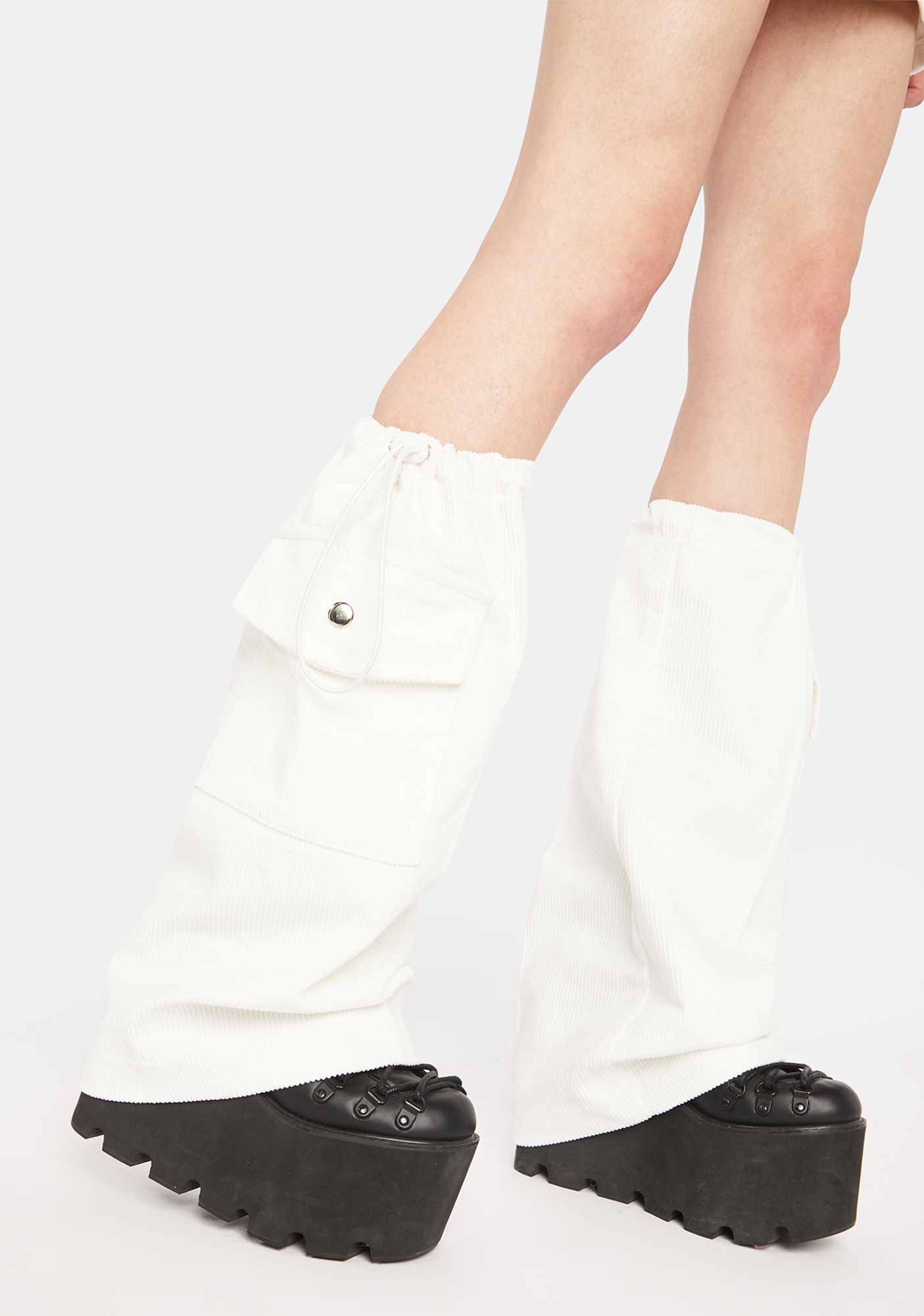 Dazed Studio Utility Leg Warmers White Dolls Kill