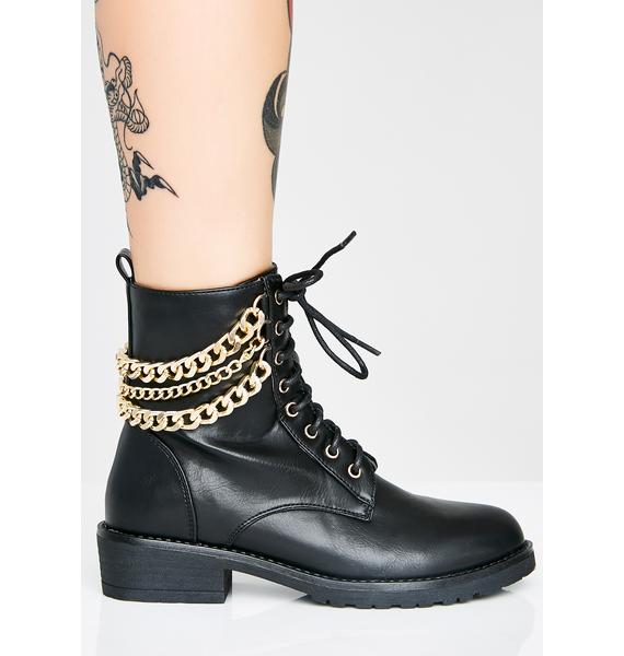 women's combat boots with chains