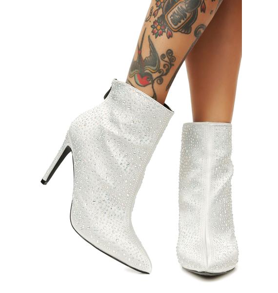 Heeled Rhinestone Silver Booties | Dolls Kill