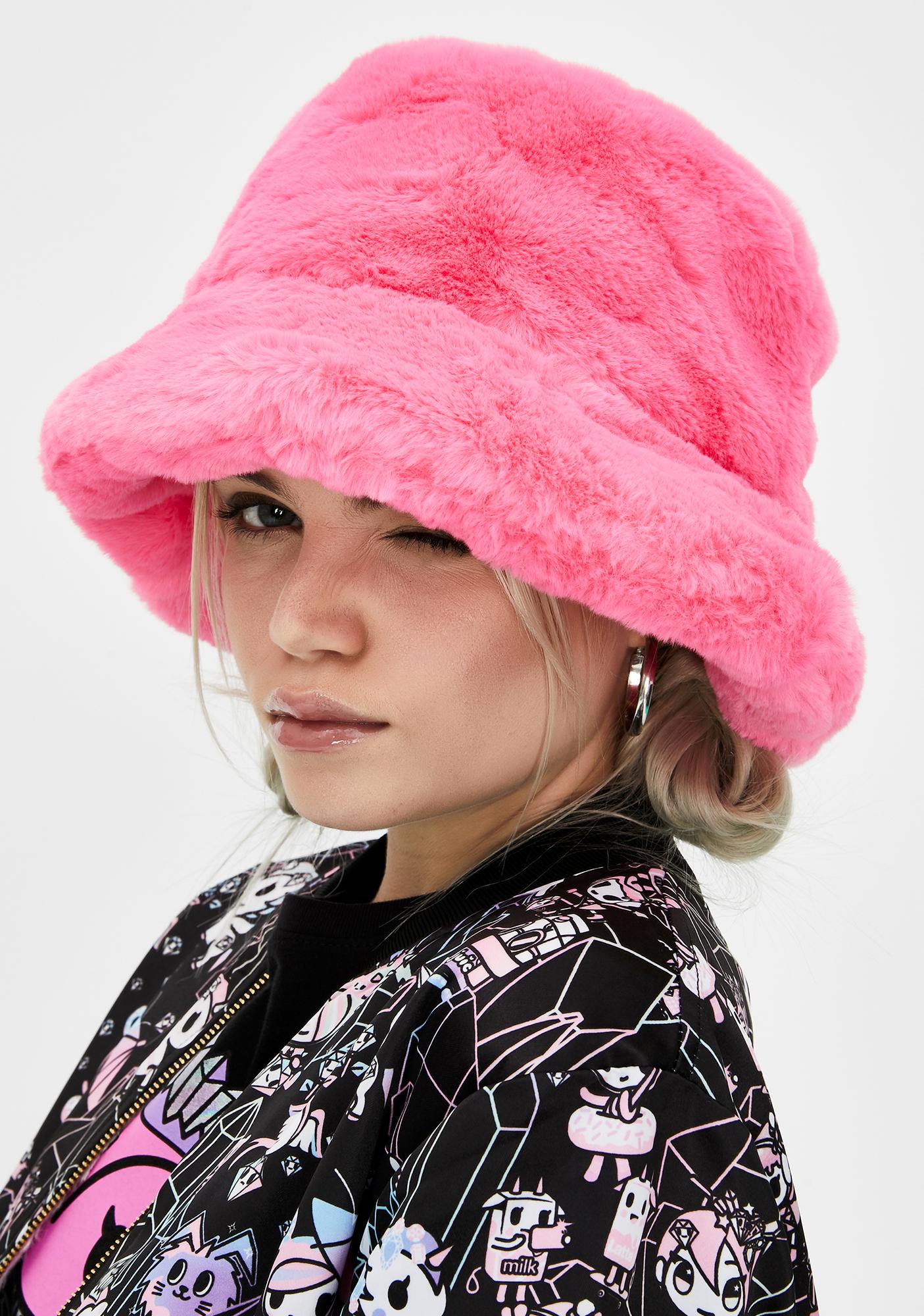 neon pink bucket hat