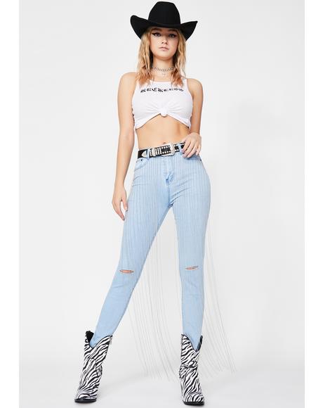 Fallin For Ya Rhinestone Fringe Jeans