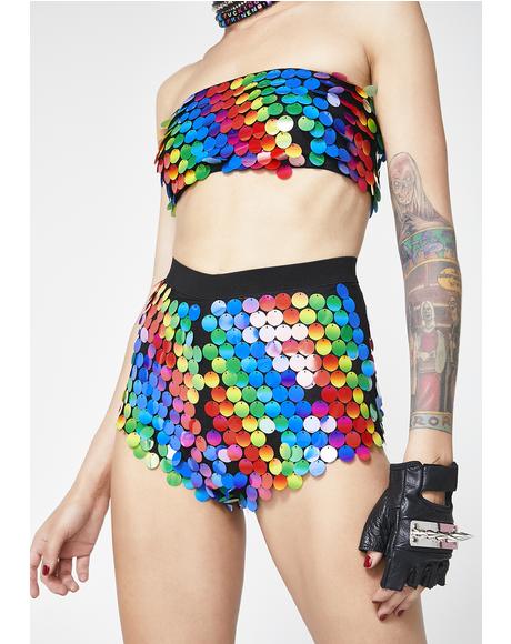 rainbow sequin hot pants