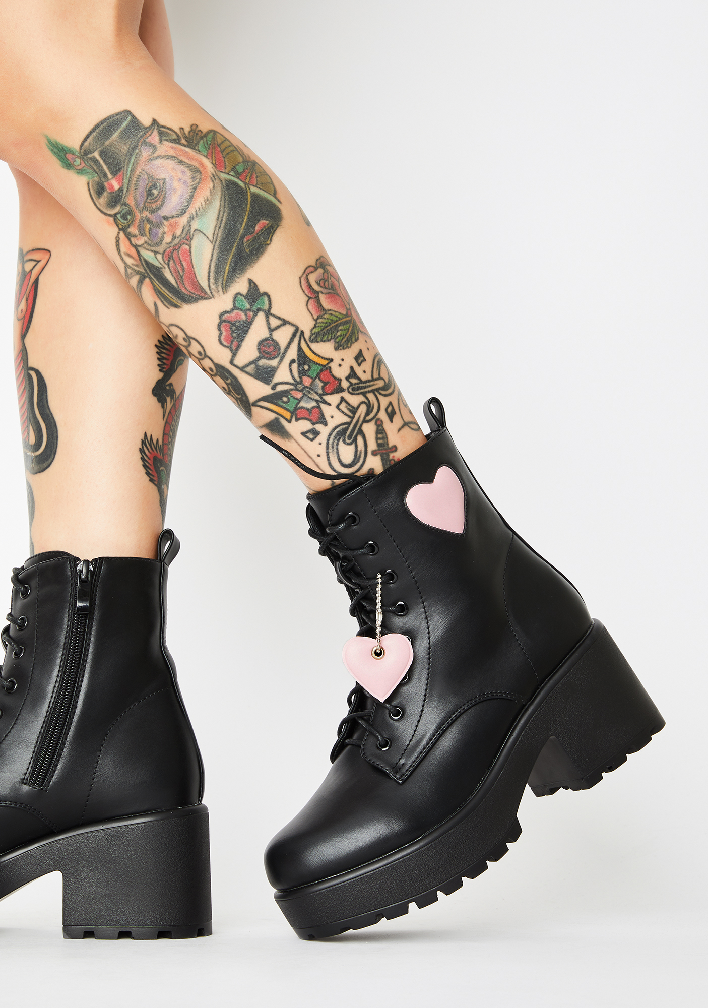 Koi Footwear Pink Heart Gin Platform Boots | Dolls Kill
