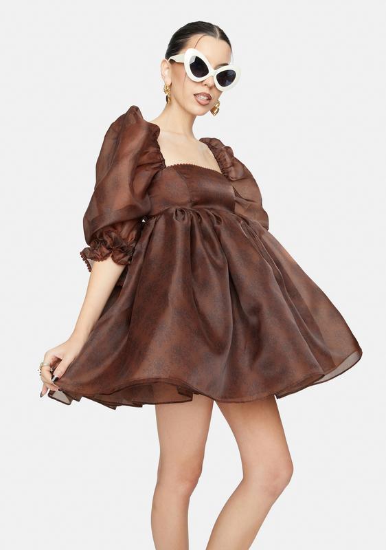 selkie brown puff dress