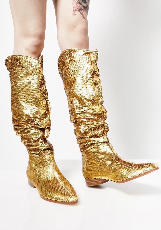 sequin slouch boots