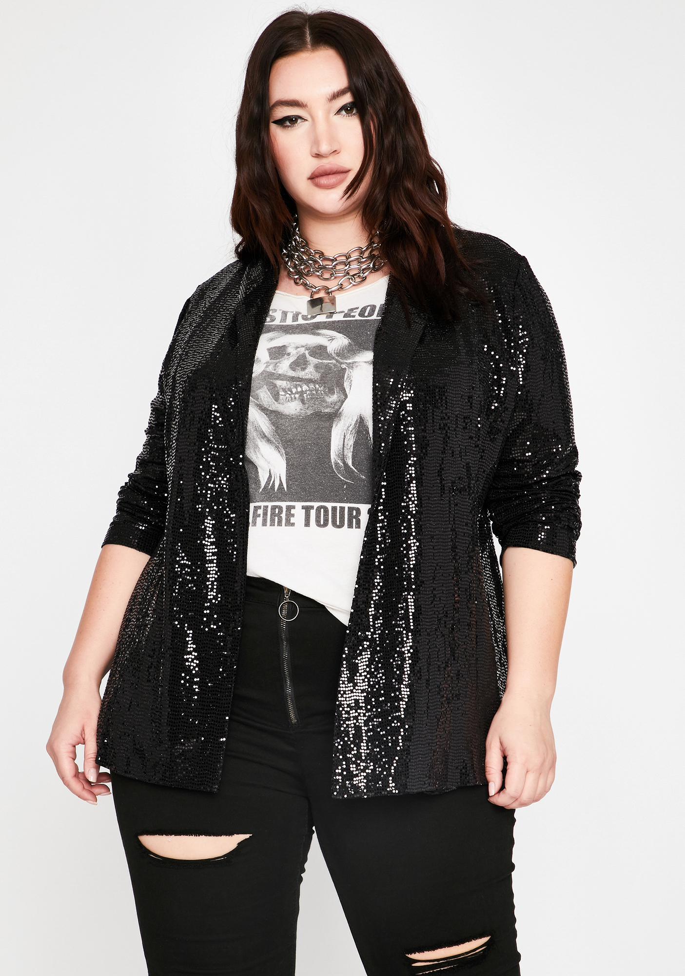 black sequin blazer plus size