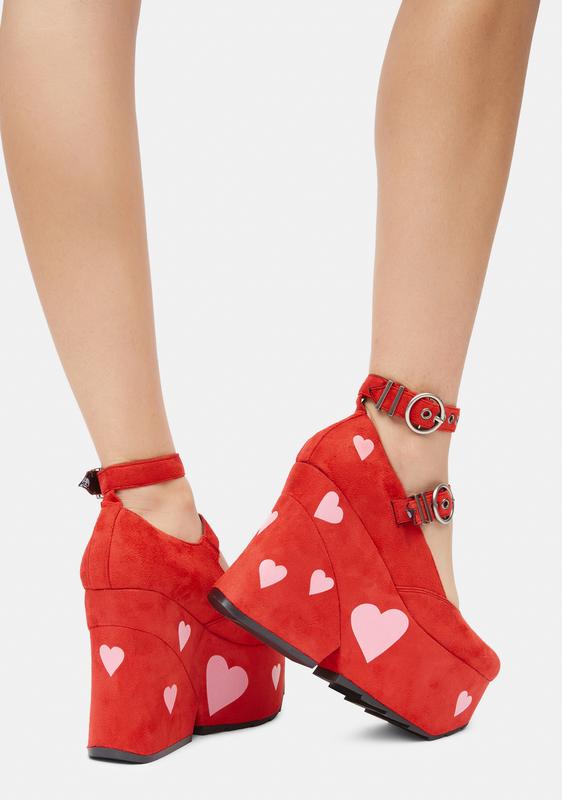 Red Melt My Heart Chunky Platform Heels