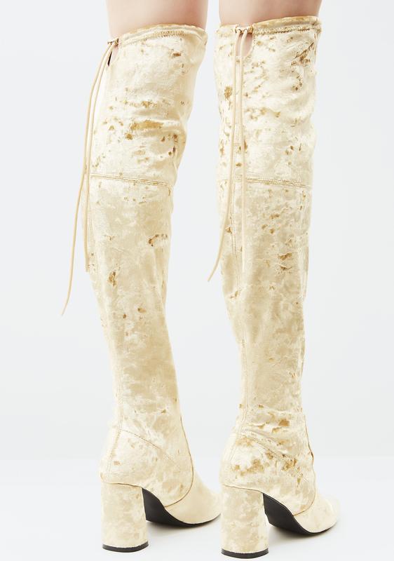 gold velvet boots