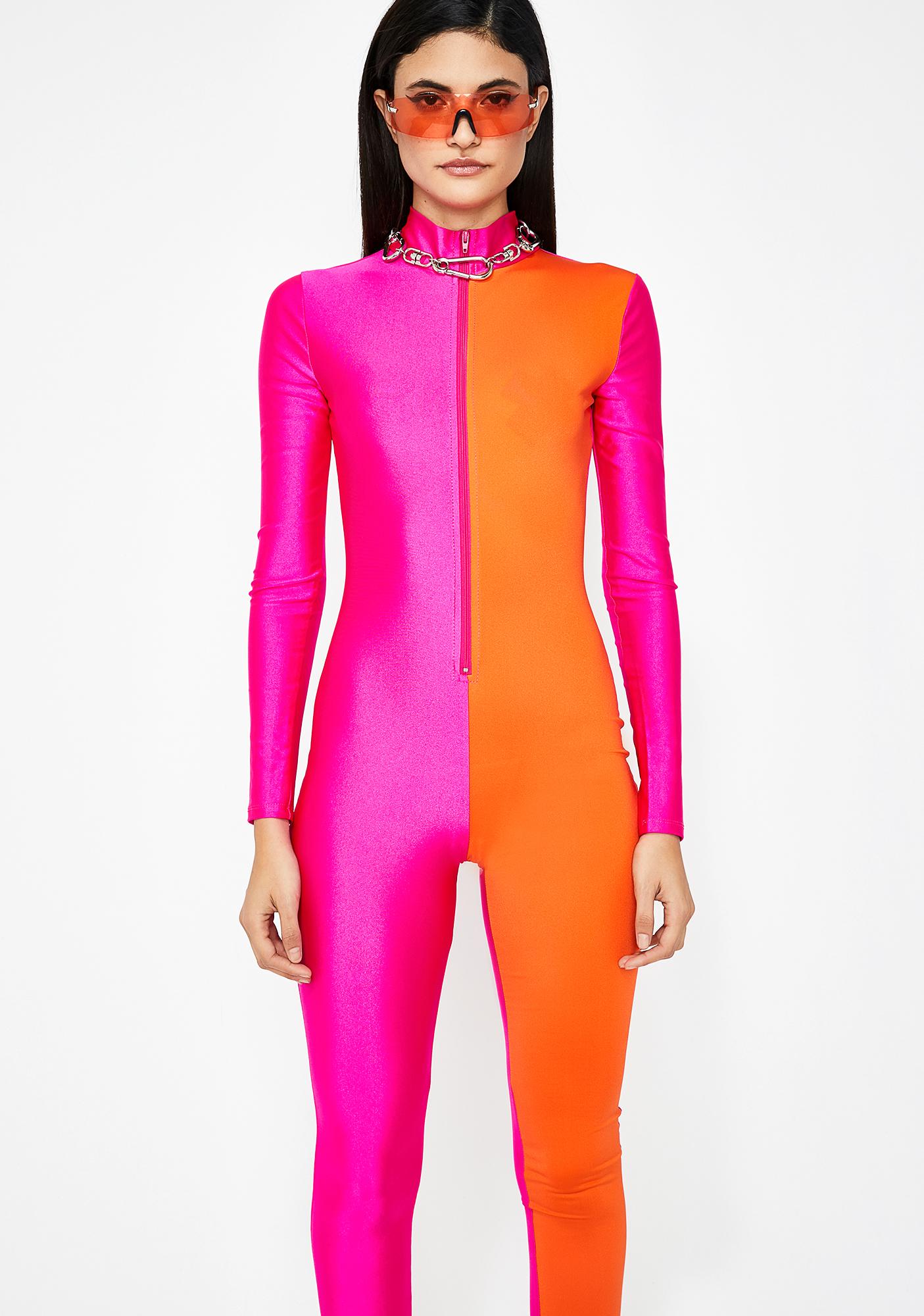 pink and orange jumpsuit