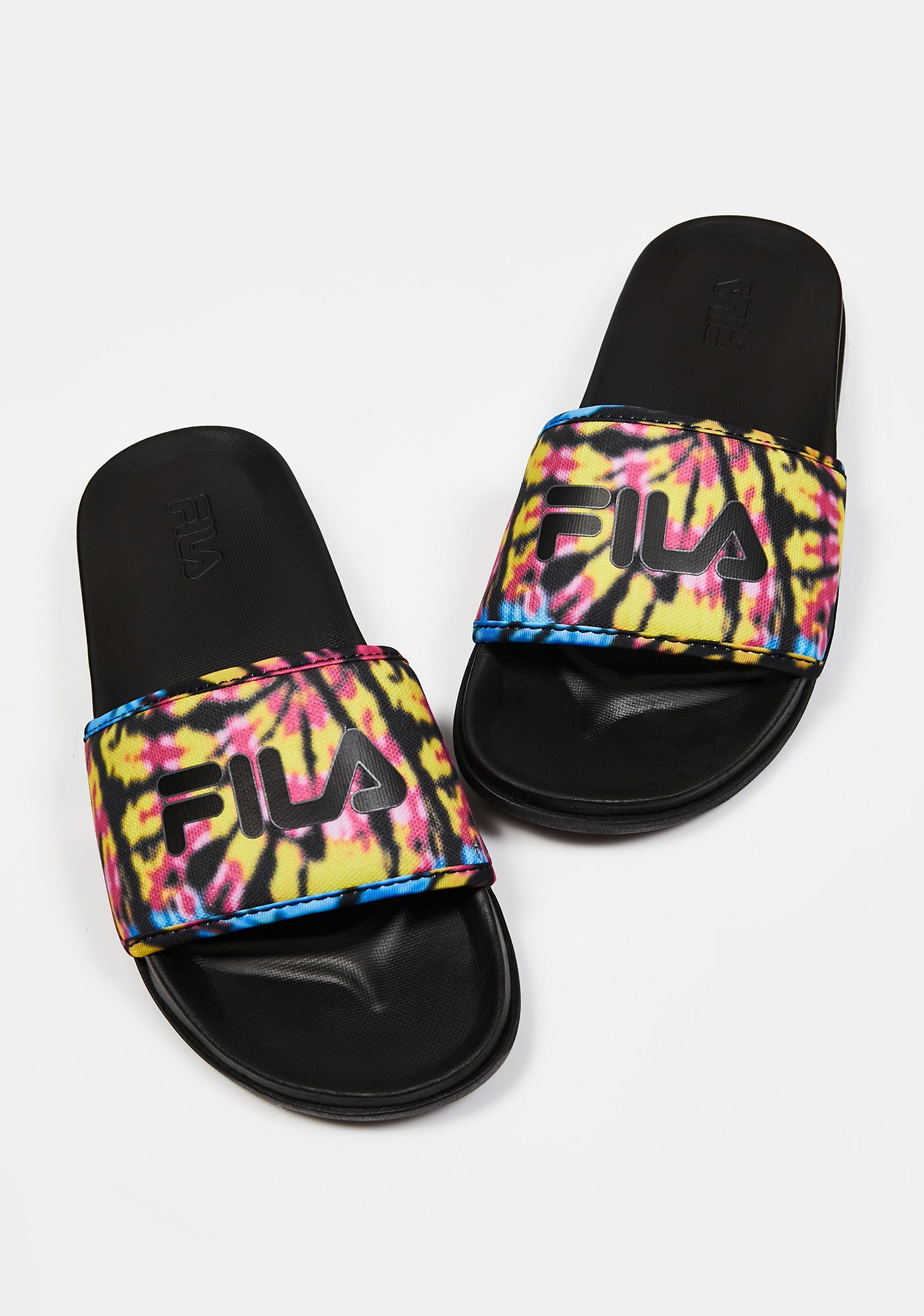 Fila Black Drifter Lux Tie Dye Sandals | Dolls Kill