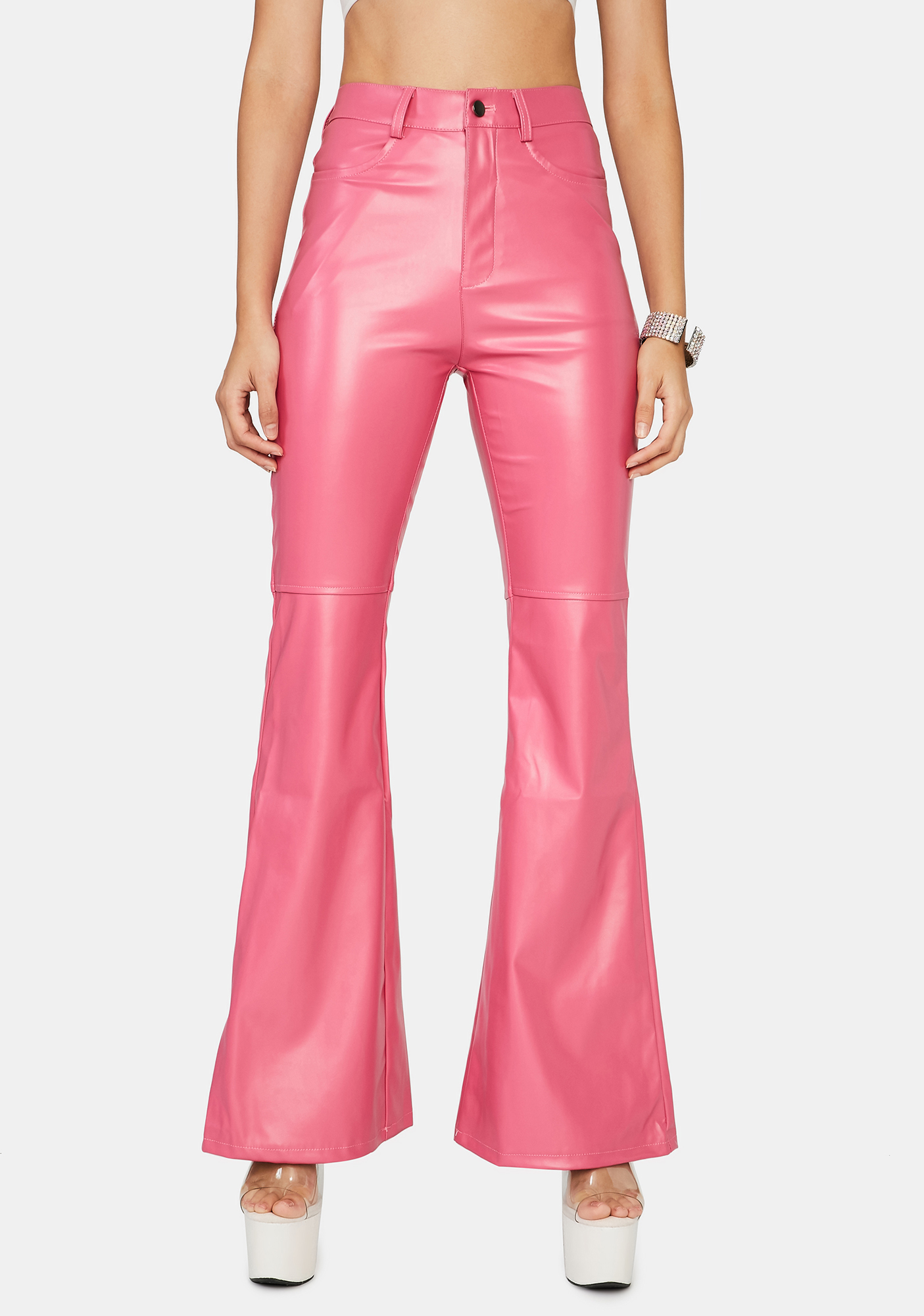 Candy Impure Faux Leather Flare Pants | Dolls Kill