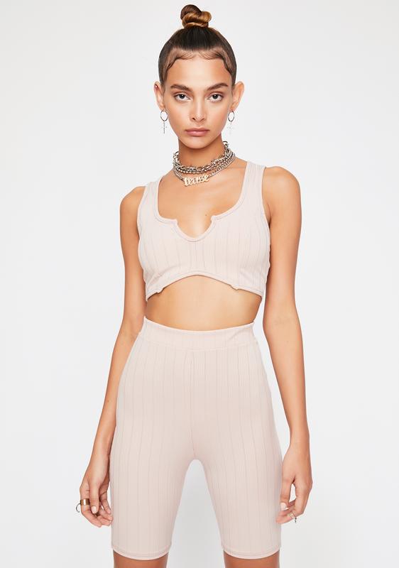 ribbed biker shorts set