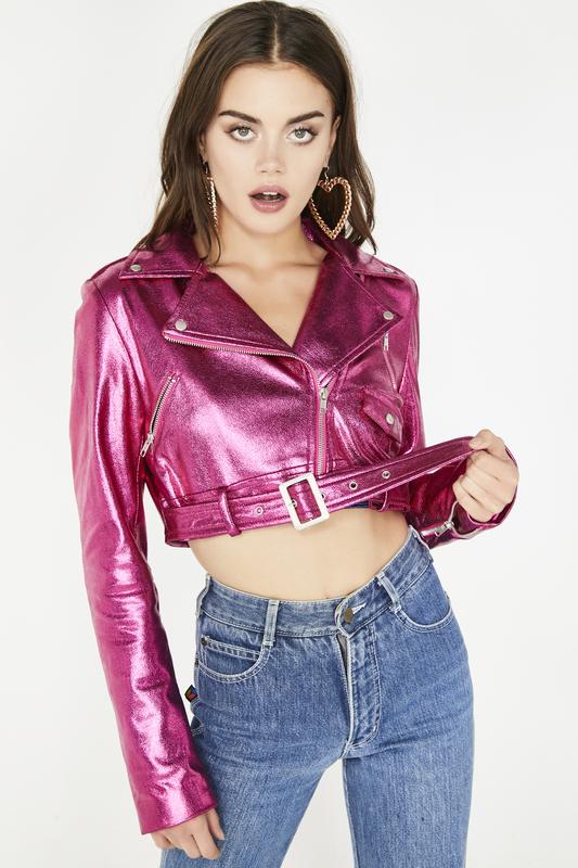 hot pink metallic jacket