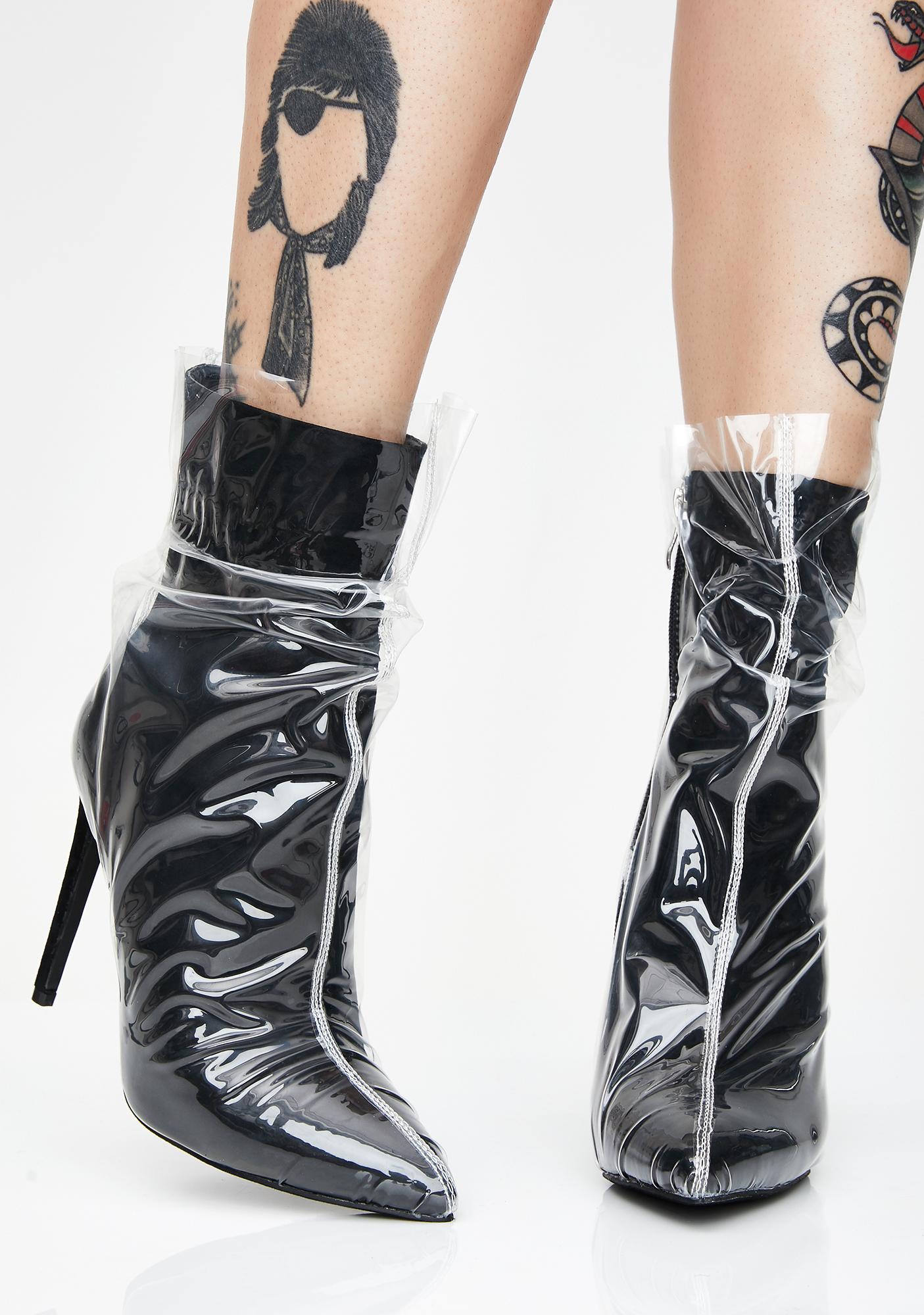 clear black boots