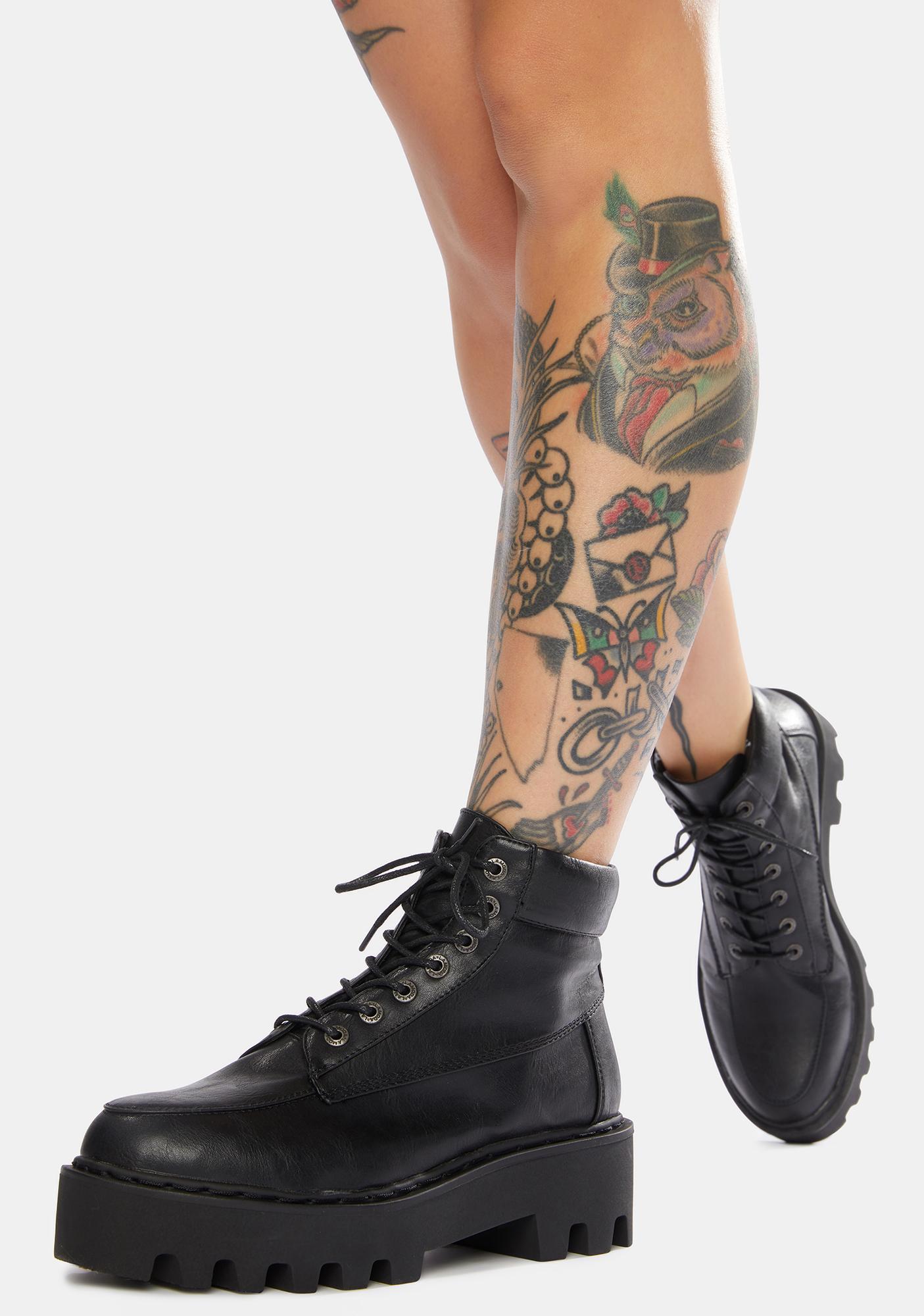 lace up chunky hiker boots
