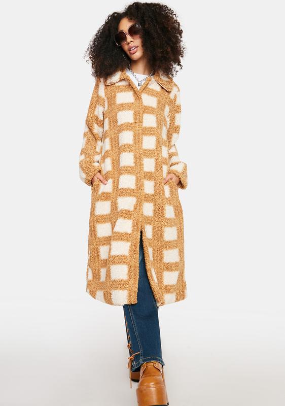 camel check coat