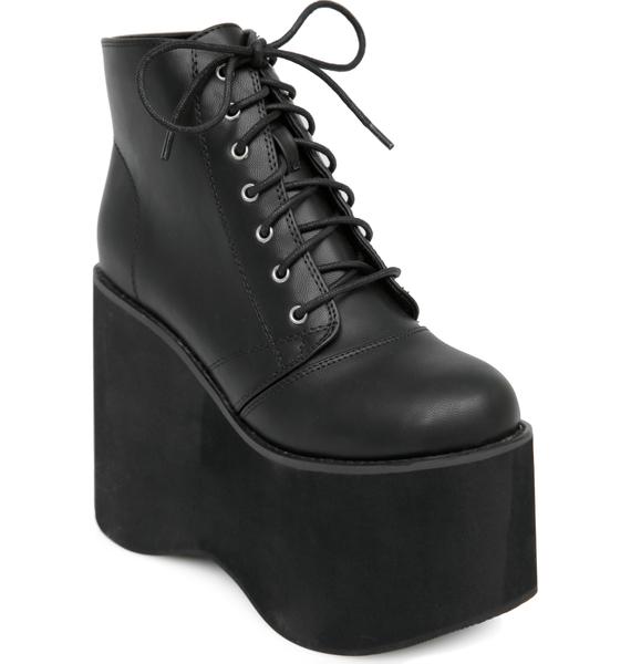 Platform Lace Up Black Boots | Dolls Kill