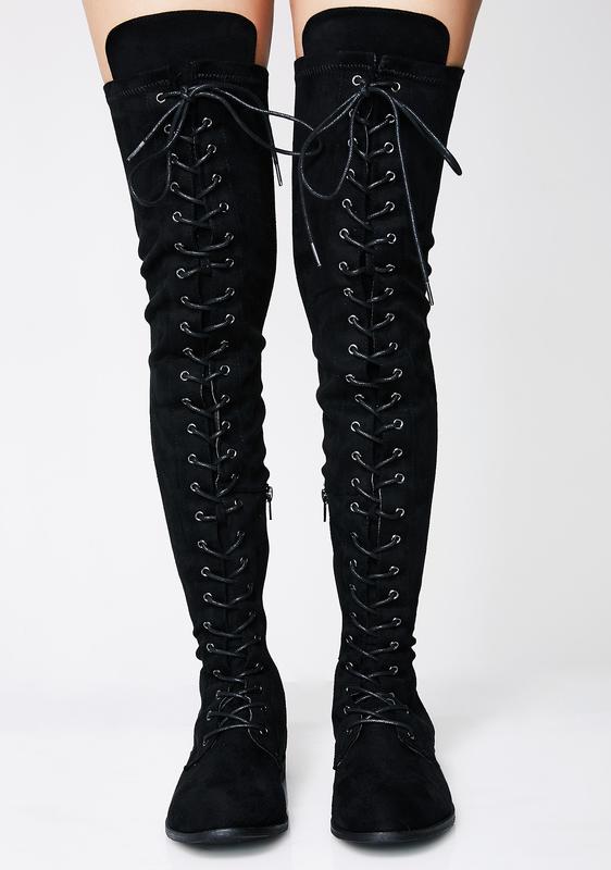 knee lace boots