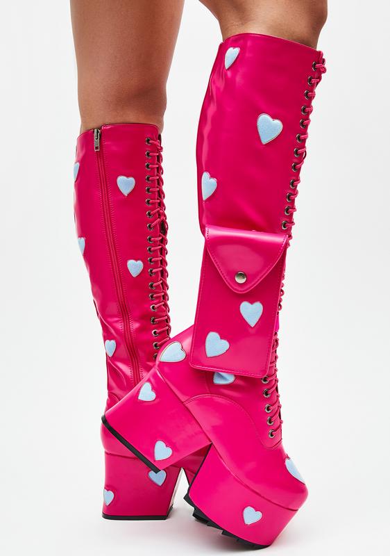fuchsia pink boots